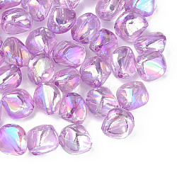 Transparent Acrylic Beads, AB Color Plated, Nuggets, Blue Violet, 10.5x10x8mm, Hole: 1.6mm, about 1200pcs/500g(MACR-S373-131-C06)