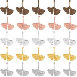 150Pcs 6 Colors Autumn Theme Brass Filigree Pendants, Maple Leaf Charms, Mixed Color, 14.5x11x1mm, Hole: 1.4mm, 25pcs/color(KK-FH0002-51)