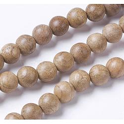 Natural Wood Beads Strands, Round, BurlyWood, 7.5~8mm, Hole: 1mm, about 46pcs/strand, 14.9 inch(38cm)(X-WOOD-J001-02-8mm)