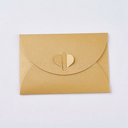 Retro Colored Pearl Blank Mini Paper Envelopes, Wedding Party Invitation Envelope, DIY Gift Envelope, Heart Closure Envelopes, Rectangle, Goldenrod, 7.2x10.5cm(DIY-WH0041-A12-A)