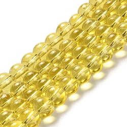 Drawbench Transparent Glass Beads Strands, Spray Painted, Round, Goldenrod, 8mm, Hole: 1.3~1.6mm, 31.4 inch(GLAD-Q012-8mm-06)