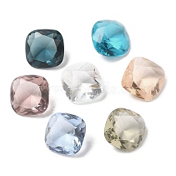Pointed Back Glass Rhinestone Cabochons, Faceted, Square, Mixed Color, 12x12x6~6.5mm(GLAA-B012-34C)