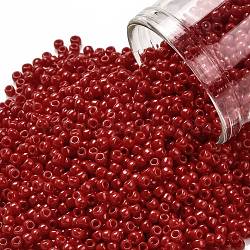 TOHO Round Seed Beads, Japanese Seed Beads, (45A) Opaque Cherry, 11/0, 2.2mm, Hole: 0.8mm, about 1103pcs/10g(X-SEED-TR11-0045A)