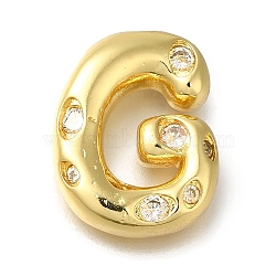 Brass with Cubic Zirconia Pendant, Letter G, Letter G, 20x15.5x5.5mm, Hole: 3.5x4mm(KK-Q818-03G-G)