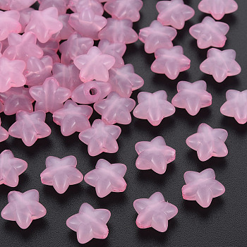 Transparent Acrylic Beads, Imitation Jelly, Star, Pink, 10x10.5x6mm, Hole: 1.6mm