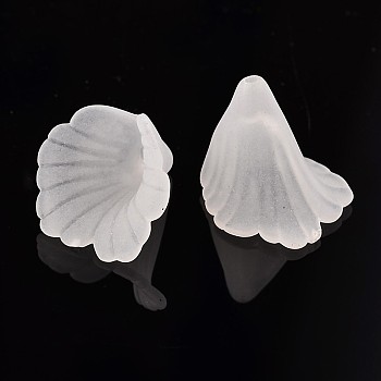Transparent Frosted Acrylic Flower Beads, about 20mm wide, 20mm long, 2mm thick, hole:1.5mm