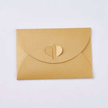 Retro Colored Pearl Blank Mini Paper Envelopes, Wedding Party Invitation Envelope, DIY Gift Envelope, Heart Closure Envelopes, Rectangle, Goldenrod, 7.2x10.5cm