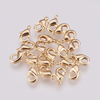 Brass Lobster Claw Clasps, Nickel Free, Real 18K Gold Plated, 10x5x2.5mm, Hole: 1mm