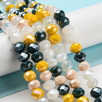 Glass Beads Strands, Faceted, Rondelle, Old Lace, 8x6mm, Hole: 1mm, about 65~68pcs/strand, 15.7~16.1 inch(40~41cm)