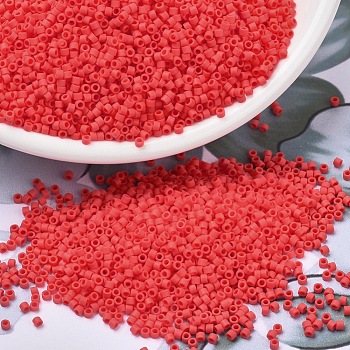 MIYUKI Delica Beads, Cylinder, Japanese Seed Beads, 11/0, (DB0757) Matte Opaque Vermillion Red, 1.3x1.6mm, Hole: 0.8mm, about 2000pcs/bottle, 10g/bottle
