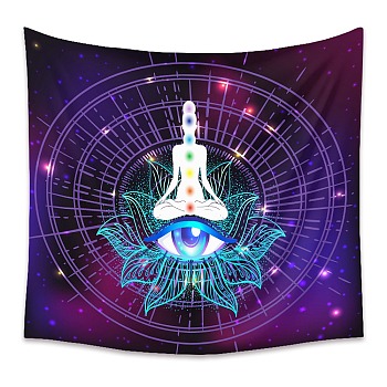 Yoga Meditation Trippy Polyester Wall Hanging Tapestry, Bohemian Mandala Psychedelic Tapestry for Bedroom Living Room Decoration, Rectangle, Dark Violet, 1000x1500mm