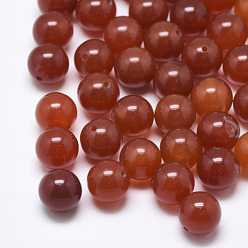 Natural Carnelian Beads, Dyed & Heated, Half Drilled, Round, 10mm, Half Hole: 1.2mm