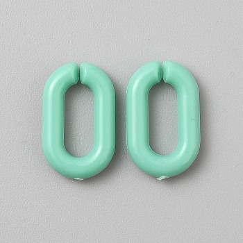 Opaque Acrylic Linking Rings, Quick Link Connector, Oval, for Cable Chain Making, Aquamarine, 14.5x9x2.5mm, Inner Diameter: 9x4mm