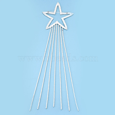 Crystal Rhinestone Star with Tassel Lapel Pin(JEWB-T002-11S)-2