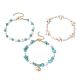 3pcs 3 styles bracelets de cheville en perles de magnésite synthétique et de turquoise en forme d'étoile de mer(AJEW-TA00030)-4