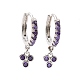 Purple Cubic Zirconia Grape Dangle Hoop Earrings(EJEW-C030-12P)-1