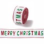Christmas Theme Polyester Imitation Linen Wrapping Ribbon, for Crafts Decoration, Floral Bows Craft, Colorful, Merry Christmas, Word, 2-1/2 inch(62mm), about 6.56 Yards(6m)/Roll