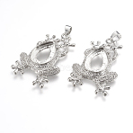 Alloy Pendant Cabochon Open Back Settings, Frog, Platinum, Teardrop Tray: 18x13mm, 46x29x6mm, Hole: 5x6mm(PALLOY-K099-09P)