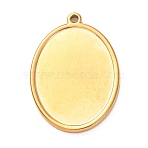 304 Stainless Steel Pendant Cabochon Settings, Non-open Back Settings, Golden, Oval, 29x21x2mm, Hole: 1.8mm(STAS-Z204-04G-09)