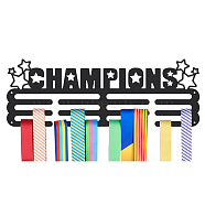 Iron Medal Hanger Holder Display Wall Rack, with Screws, Word Champions, Star Pattern, 150x400mm(ODIS-WH0021-576)