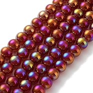 Electroplated Natural Red Agate Beads Strands, Round, AB Color Plated, 6mm, Hole: 1mm, about 62pcs/strand, 14.76''(37.5cm)(G-Z038-B04-01AB)