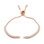 Brass Pave Clear Cubic Zirconia Square Slider Bracelet Making, Real 18K Gold Plated, 8-5/8 inch(22cm), Hole: 1.8mm(BJEW-U005-02G)