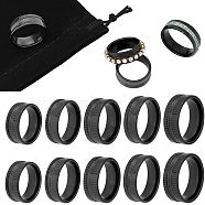 Unicraftale 10Pcs 5 Size 304 Stainless Steel Grooved Finger Ring Settings, Ring Core Blank, for Inlay Ring Jewelry Making, Electrophoresis Black, US Size 7 1/4~12 1/4(17.4~21.4mm), 2Pcs/size(STAS-UN0041-21EB)