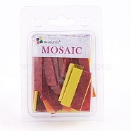 Glass Mosaic Tiles Cabochons, for Crafts Art, Rectanglee, Red, 40.5~42.5x10~10.5x2.5~3mm, about 200g/box(GLAA-G072-05A)