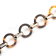 Handmade CCB Plastic Chains, with Cellulose Acetate(Resin) Links, Rose Gold, Goldenrod, Links: 21x2.5mm and 18.5x11.5x4.5mm, 39.37 inch(1m)/strand(AJEW-JB00705)
