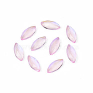 Glass Rhinestone Cabochons, Nail Art Decoration Accessories, Faceted, Horse Eye, Pink, 8x3.5x1.5mm(MRMJ-N027-039)