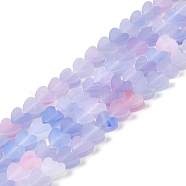 Handmade Lampwork Beads Strands, Heart, Lilac, 6x6x2~2.5mm, Hole: 1mm, about 77pcs/strand, 15.75''~16.14''(40~41cm)(X-LAMP-Q035-01Q)