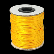 Nylon Cord, Satin Rattail Cord, for Beading Jewelry Making, Chinese Knotting, Gold, 2mm, about 50yards/roll(150 feet/roll)(NWIR-A003-23)