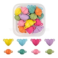 16 Sets 8 Style Spray Painted Alloy Magnetic Clasps, Round & Heart, Mixed Color, 10.5~13x8~16x7~8mm, Hole: 1.2mm, 2 sets/style(X1-FIND-LS0001-64)