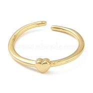Brass Cuff Rings, Open Rings, Long-Lasting Plated, Heart, Golden, US Size 6, Inner Diameter: 17mm(RJEW-L100-006G)