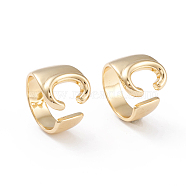 Brass Cuff Rings, Open Rings, Long-Lasting Plated, Real 18K Gold Plated, Letter.C, Size 6, 17mm(RJEW-L097-06C)