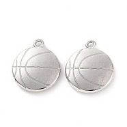 Rack Plating Alloy Pendants, Cadmium Free & Lead Free & Nickle Free, Silver, Basketball Pattern, 21.5x18.5x3.5mm, Hole: 1.6mm(FIND-I037-22A)