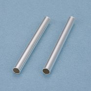 Brass Tube Beads, Long-Lasting Plated, Tube, 925 Sterling Silver Plated, 40x4mm, Hole: 3mm(KK-Y003-73K-S)