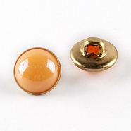 1-Hole Brass Resin Button, Flat Round, Orange, 10x8mm, Hole: 3x2.5mm(BUTT-WH0015-35G)