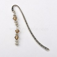 Tibetan Style Bookmarks/Hairpins, with Glass Beads, Dark Khaki, 84mm(AJEW-JK00057-06)