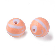 Opaque Striped Acrylic Beads, Round, Light Salmon, 19mm, Hole: 3mm, about 112pcs/500g(MACR-S373-27B-08)