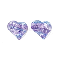 Translucent Resin Decoden Cabochons, Water Ripple Peach Heart with Glitter Powder, Lilac, 17.5x18.5x6mm(CRES-M001-04A-02)