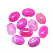 Natural Striped Agate/Banded Agate Cabochons, Dyed, Oval, Hot Pink, 18x13x5mm(G-R415-13x18-13)