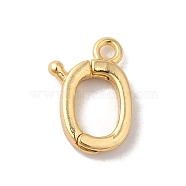 Brass Fold Over Clasps, Oval, Real 18K Gold Plated, 12.5x2.5x8.5mm, Hole: 1.4mm(KK-H483-06A)