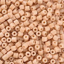 Opaque Colours Glass Round Bugle Beads, Round Hole, PeachPuff, 4~6x5~6mm, Hole: 1.8mm, about 2250pcs/pound(SEED-S045-001A-A02)
