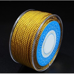 Round Nylon Cords, Milan Cords/Twisted Cords, Goldenrod, 2.5mm, about 10.93 yards(10m)/roll(OCOR-E022-B-07)