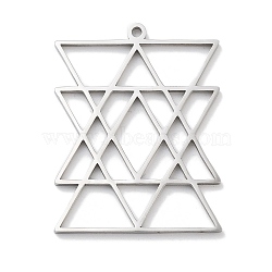 Anti-Tarnish 304 Stainless Steel Pendants, Laser Cut, Star of David Charm, Stainless Steel Color, 32x24.5x1mm, Hole: 1.5mm(STAS-U030-05P)