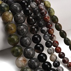 Natural Mixed Stone Beads Strands, Smooth Round, Mixed Dyed and Undyed, Grade B, 7.5~12.5x8.5~13mm, Hole: 1~1.5mm, about 31~46pcs/strand, 14.61''~15.18''(37.1~38.55cm)(G-F591-30)