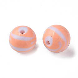 Opaque Striped Acrylic Beads, Round, Light Salmon, 19mm, Hole: 3mm, about 112pcs/500g(MACR-S373-27B-08)