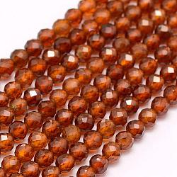 Natural Garnet Beads Strands, Faceted, Round, 2mm, Hole: 0.5mm, about 210~220pcs/strand, 15.7 inch(40cm)(G-F509-13-2mm)