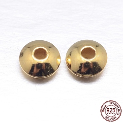 Real 18K Gold Plated Saucer 925 Sterling Silver Spacer Beads, Golden, 4x2mm, Hole: 1.2mm, about 246pcs/20g(STER-M101-12-4mm)